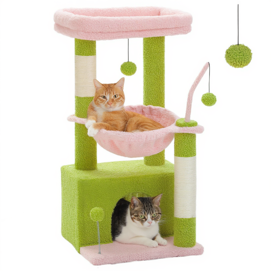 Arbre à Chat Maine Coon Cactus 4-en-1 avec Niche et Hamac