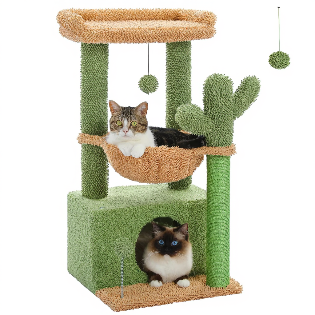 Arbre à Chat Maine Coon Cactus 4-en-1 avec Niche et Hamac