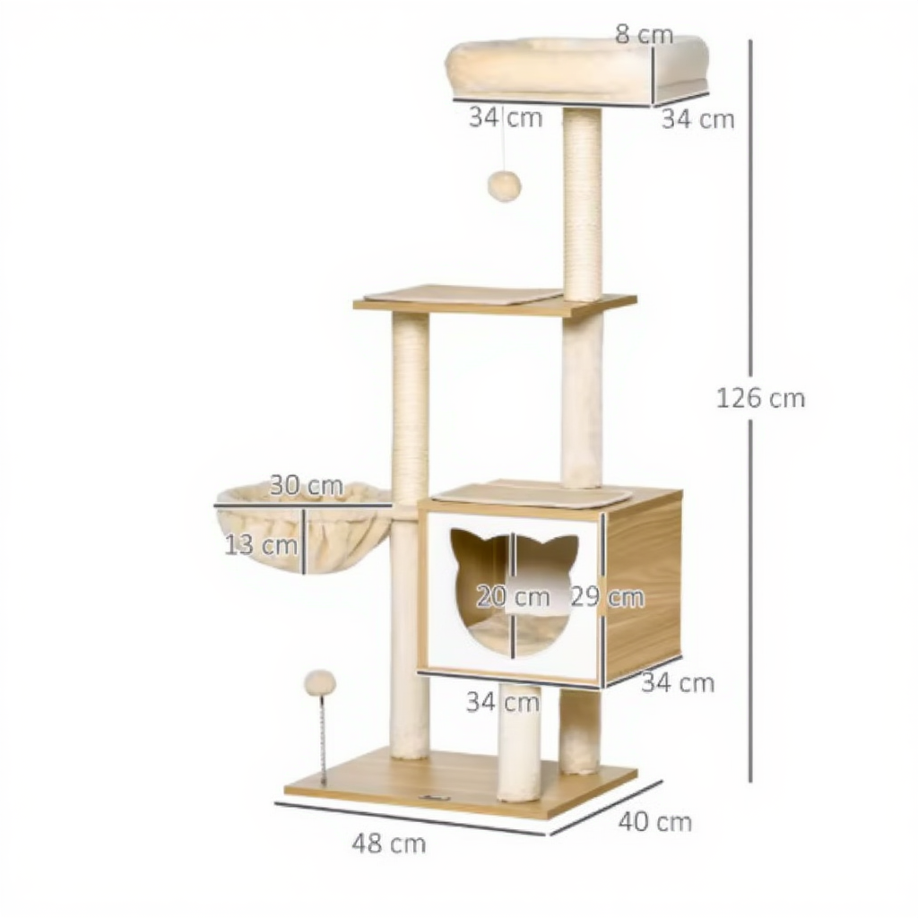arbre-a-chat-en-bois-126cm-le-meuble-cocoon-avec-niche-tete-de-chat-dimensions