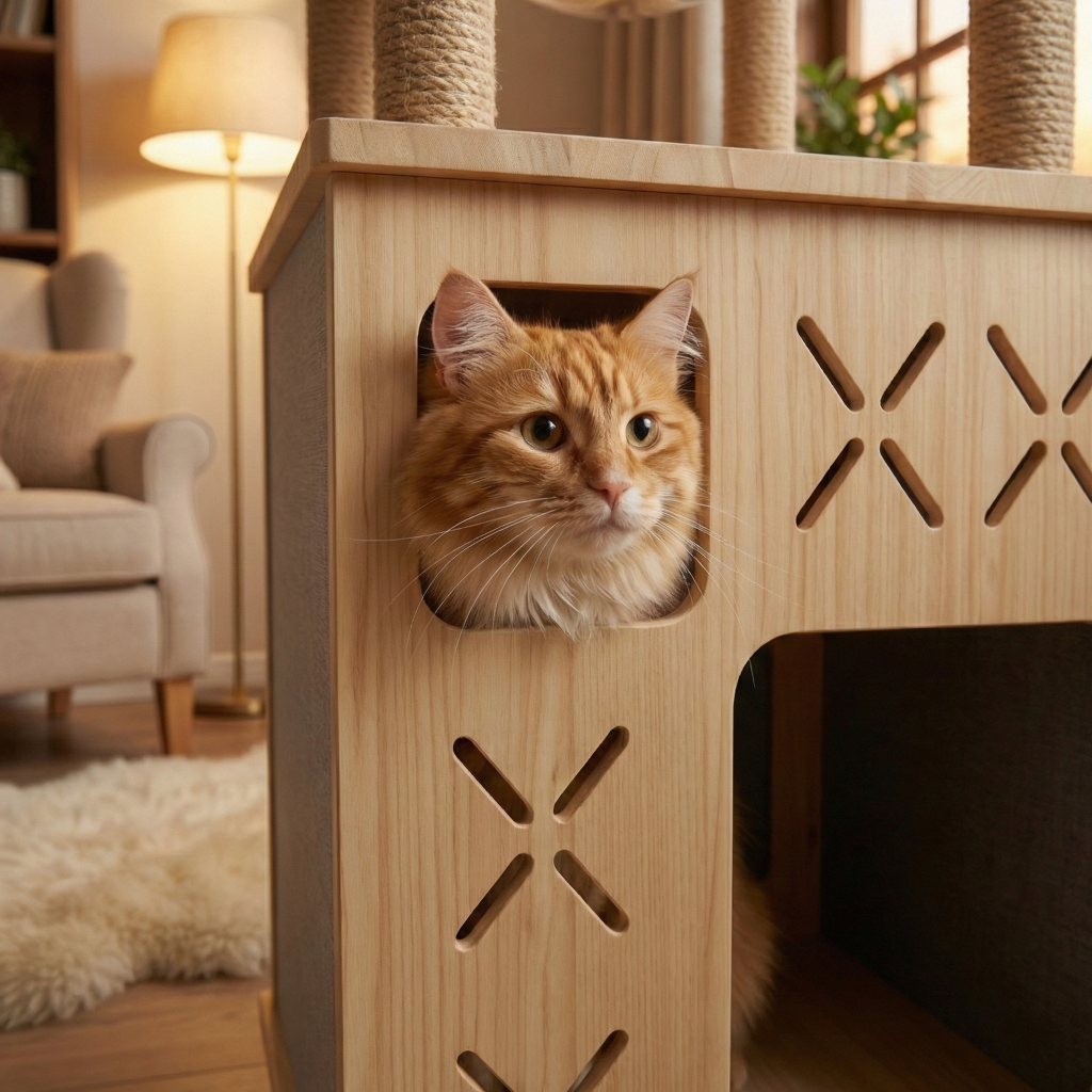 arbre-a-chat-en-bois-61cm-labris-cocoon-avec-bulle-et-niche-chat-dans-la-niche