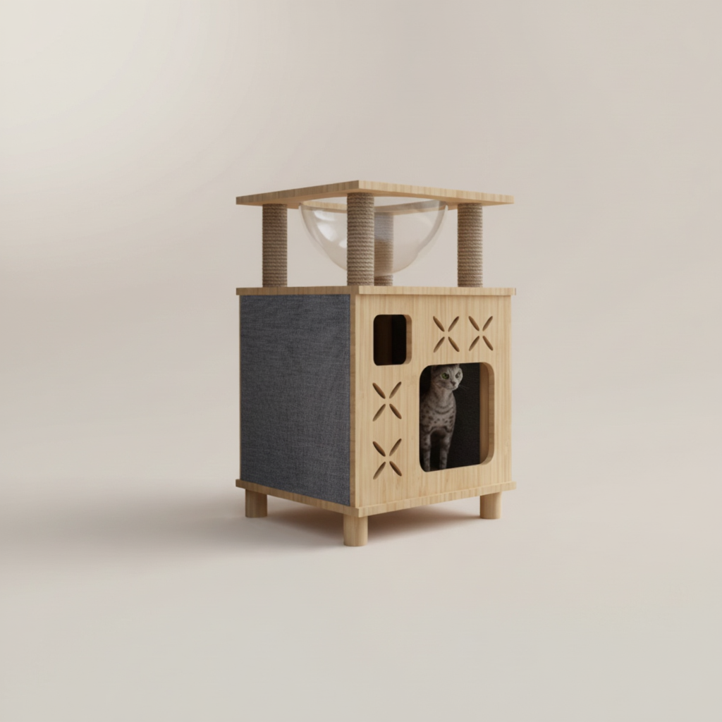 arbre-a-chat-en-bois-61cm-labris-cocoon-avec-bulle-et-niche-dimensions