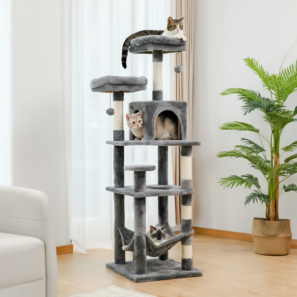 Arbre à Chat 143 cm pour Maine Coon - Griffoir Sisal et Niche