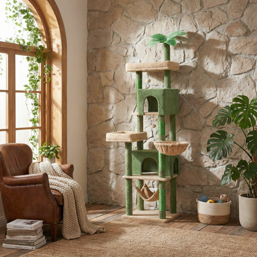 Arbre à Chat Géant 190 cm pour Maine Coon avec 2 Niches et Hamacs