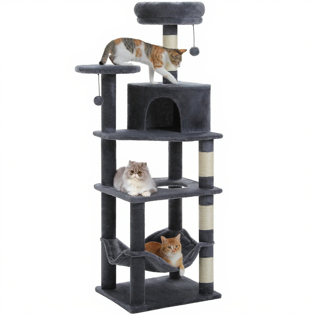 Arbre à Chat Maine coon XXL 140 cm avec Hamac et Griffoir Sisal