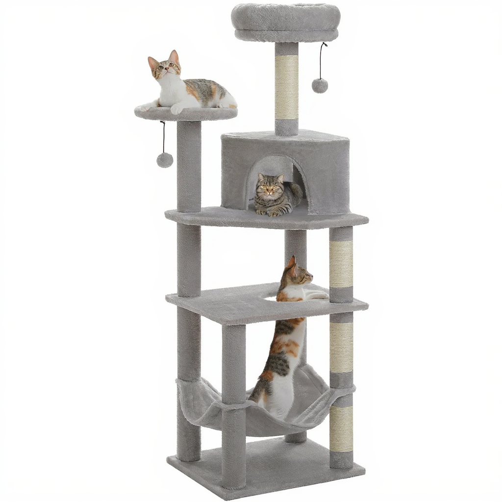 Arbre à Chat Maine coon XXL 140 cm avec Hamac et Griffoir Sisal