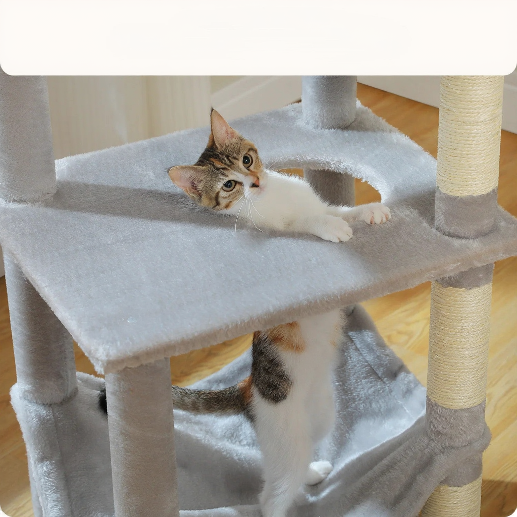 Arbre à Chat Maine coon XXL 140 cm avec Hamac et Griffoir Sisal