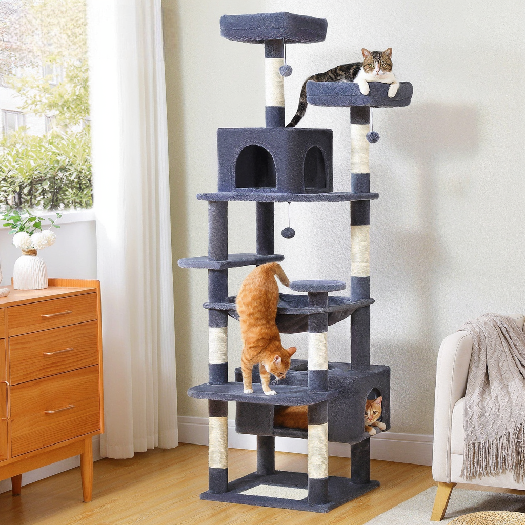 Arbre à Chat XXL 184 cm pour Maine Coon avec Hamac et Griffoir